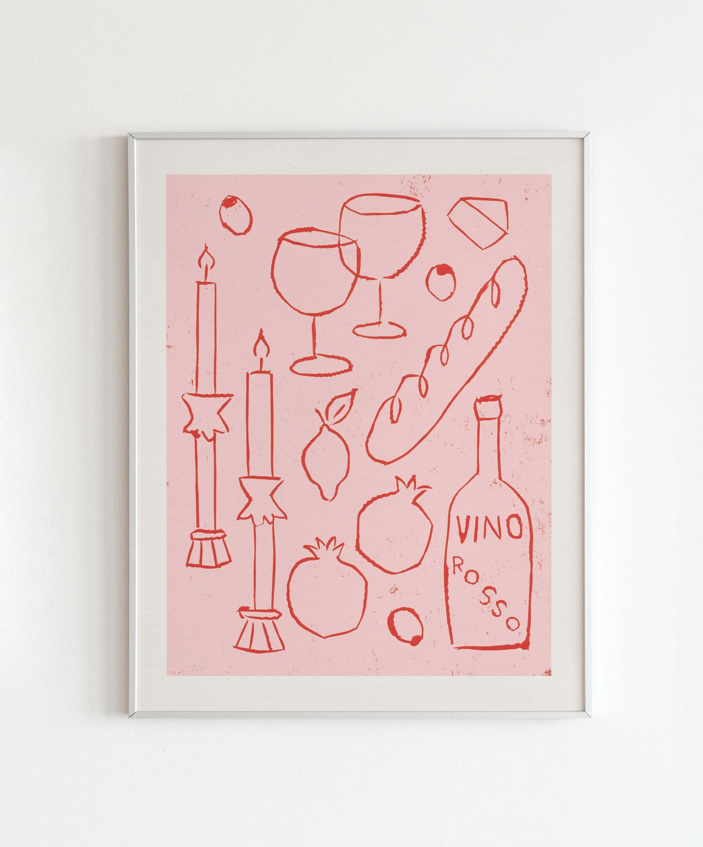 Vino Rosso Art Print - Pink