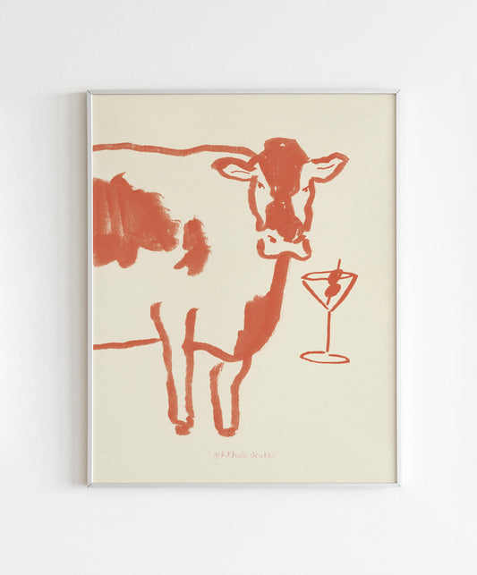 Moo-tini Art Print - Red