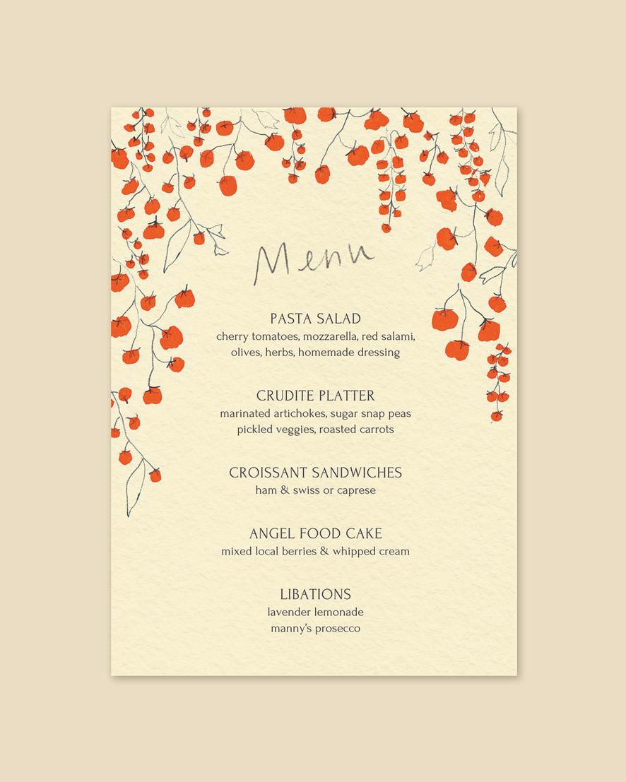 Custom Dinner Party Invitations & Cocktail Menus: Floral, Italian ...