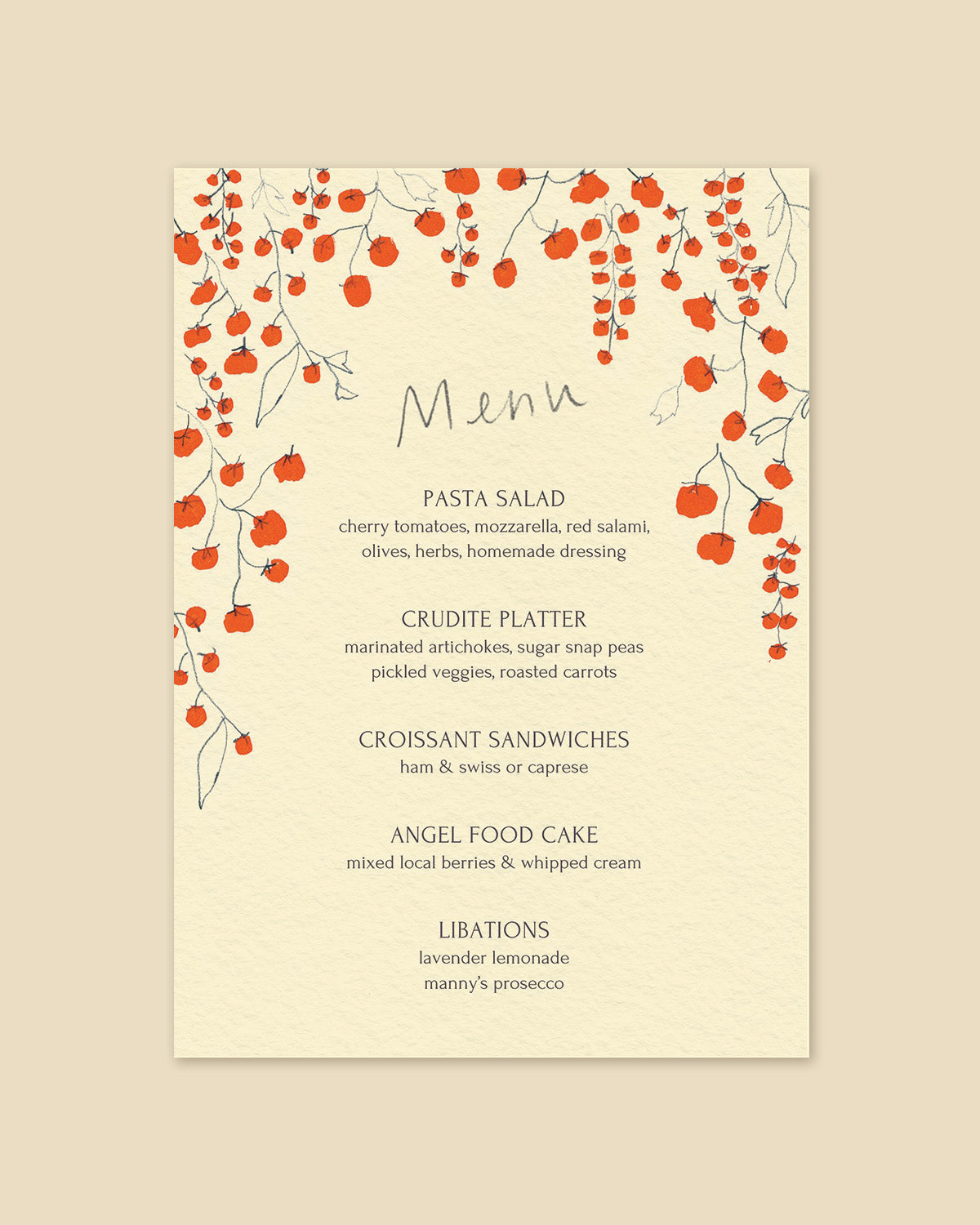 Custom Dinner Party Invitations & Cocktail Menus: Floral, Italian ...