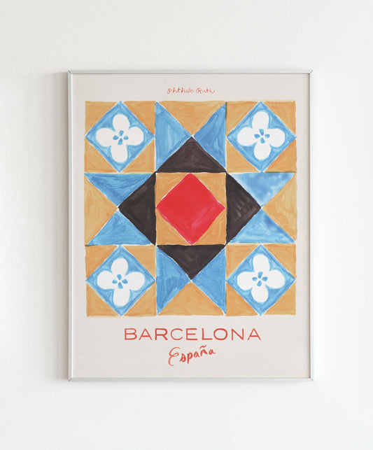 Barcelona Tile Travel Art Print